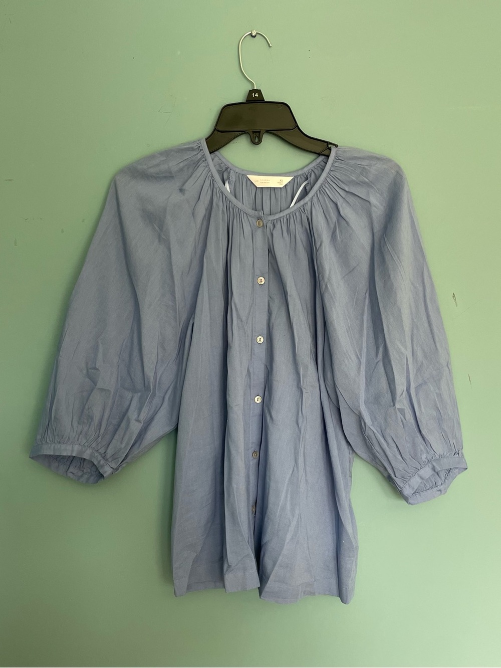 LC Lauren Conrad Light Blue Peasant Blouse